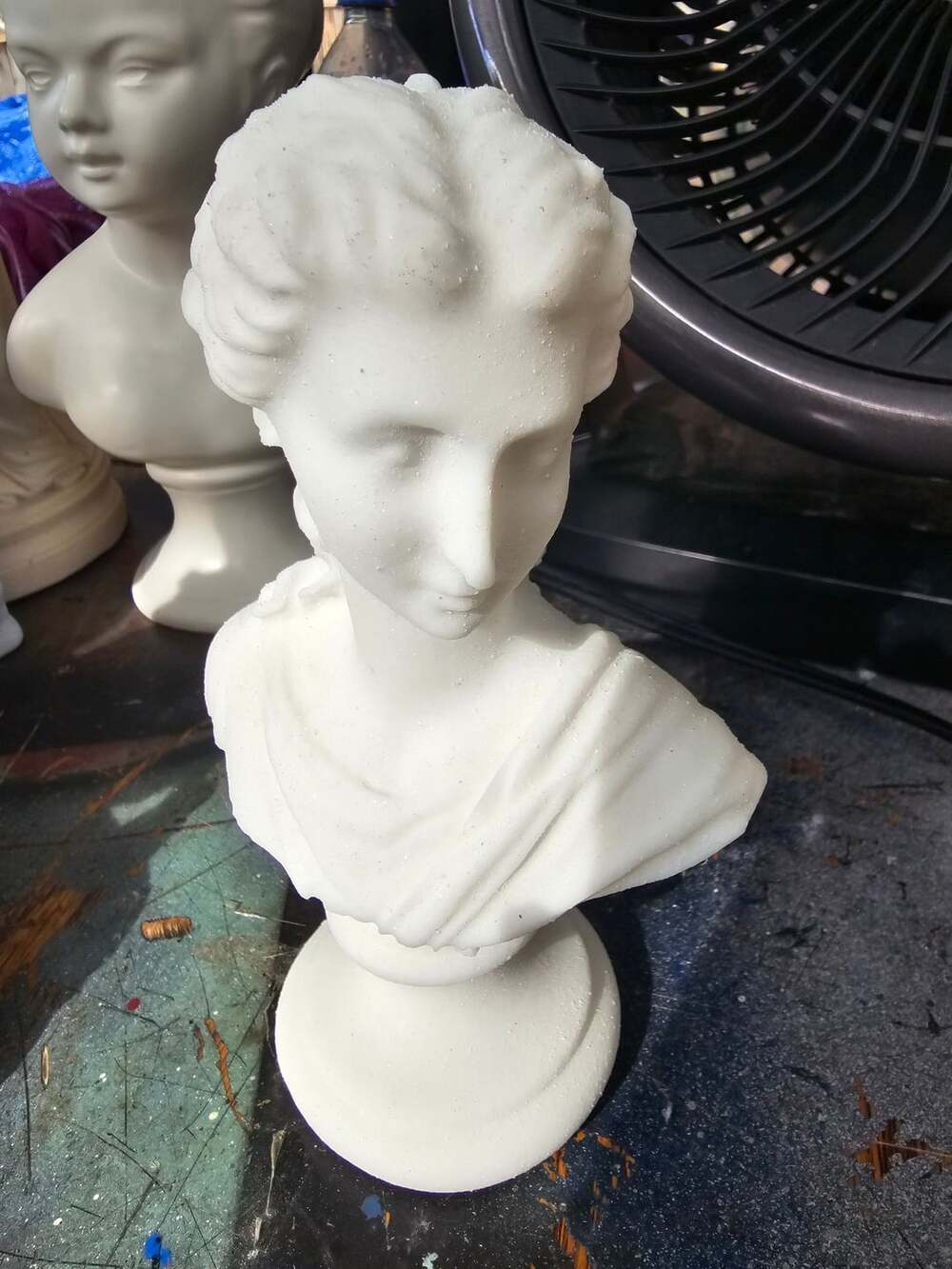 Vintage Alabaster Bust of Artemis Diana Greek Goddess Statue Figurine 5"